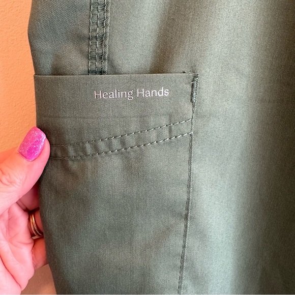 Helping Hands Purple Label Green Scrub Pants LP Woman’s 5 Pocket Elastic Waist - Picture 3 of 9